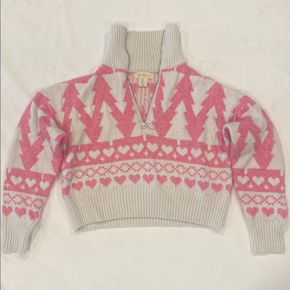 Jessica Simpson Pink and Cream Turtleneck Sweater